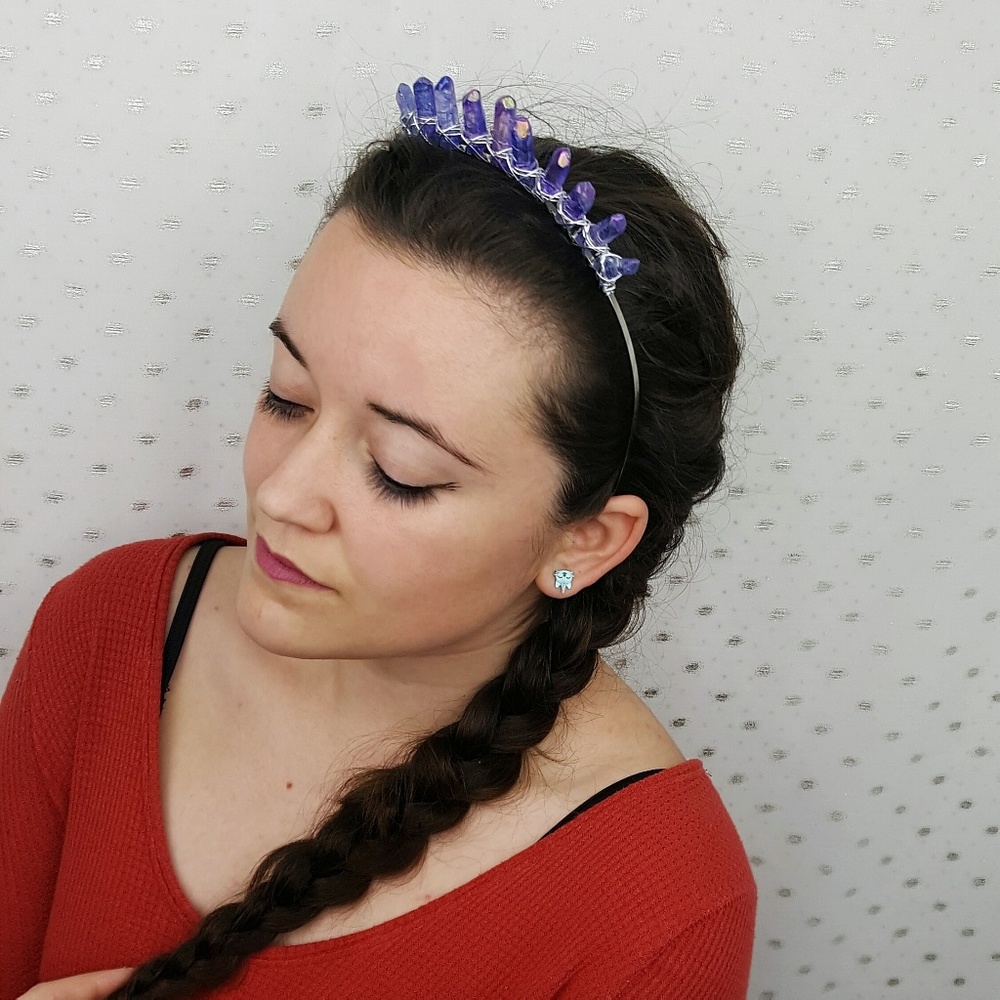 Purple crystal halo crown